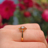 Ellibelle Jewellery Vintage Citrine & Diamond 18ct Yellow Gold Daisy Ring