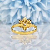 Ellibelle Jewellery Vintage Citrine & Diamond 18ct Yellow Gold Daisy Ring