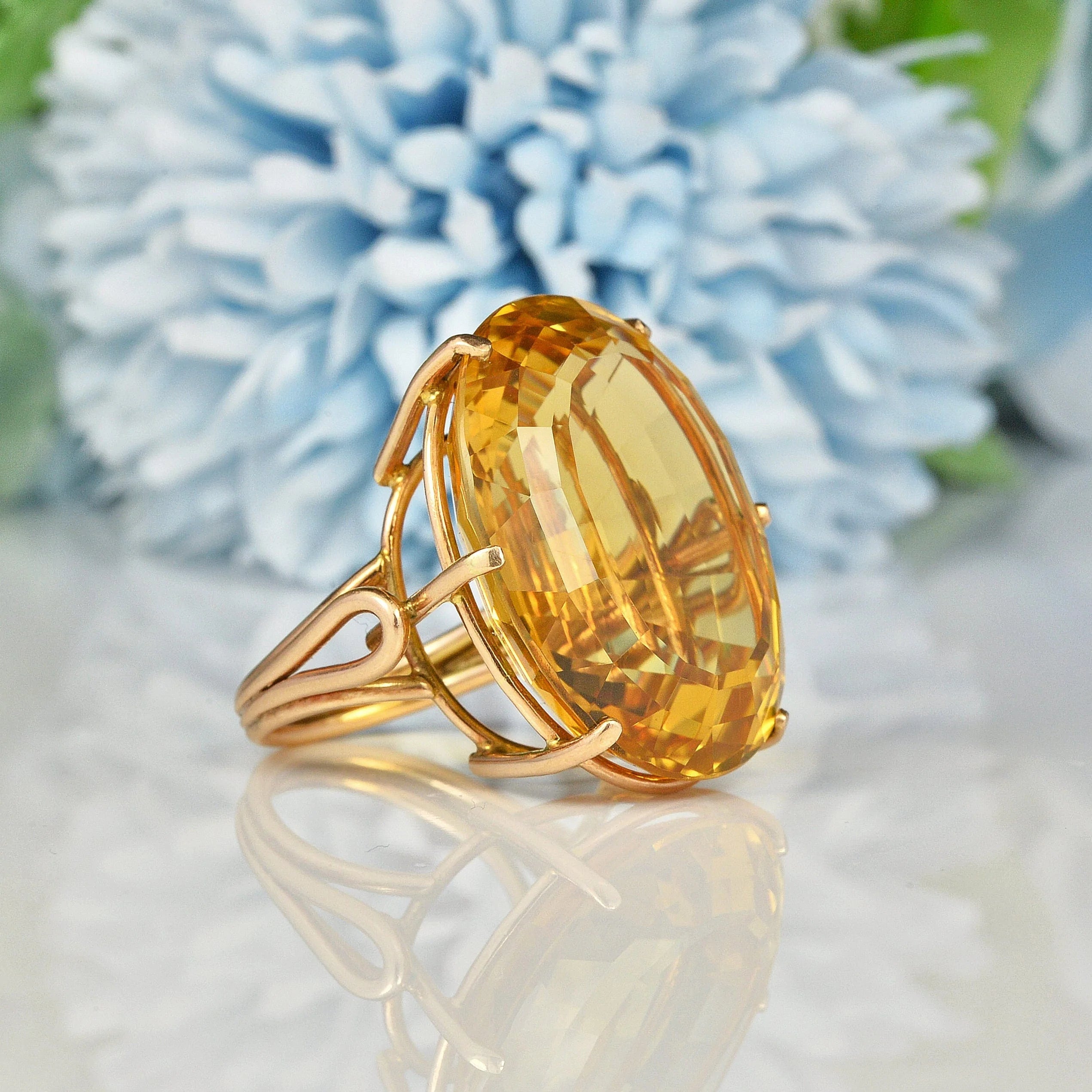 Ellibelle Jewellery Vintage Citrine Gold Cocktail Ring
