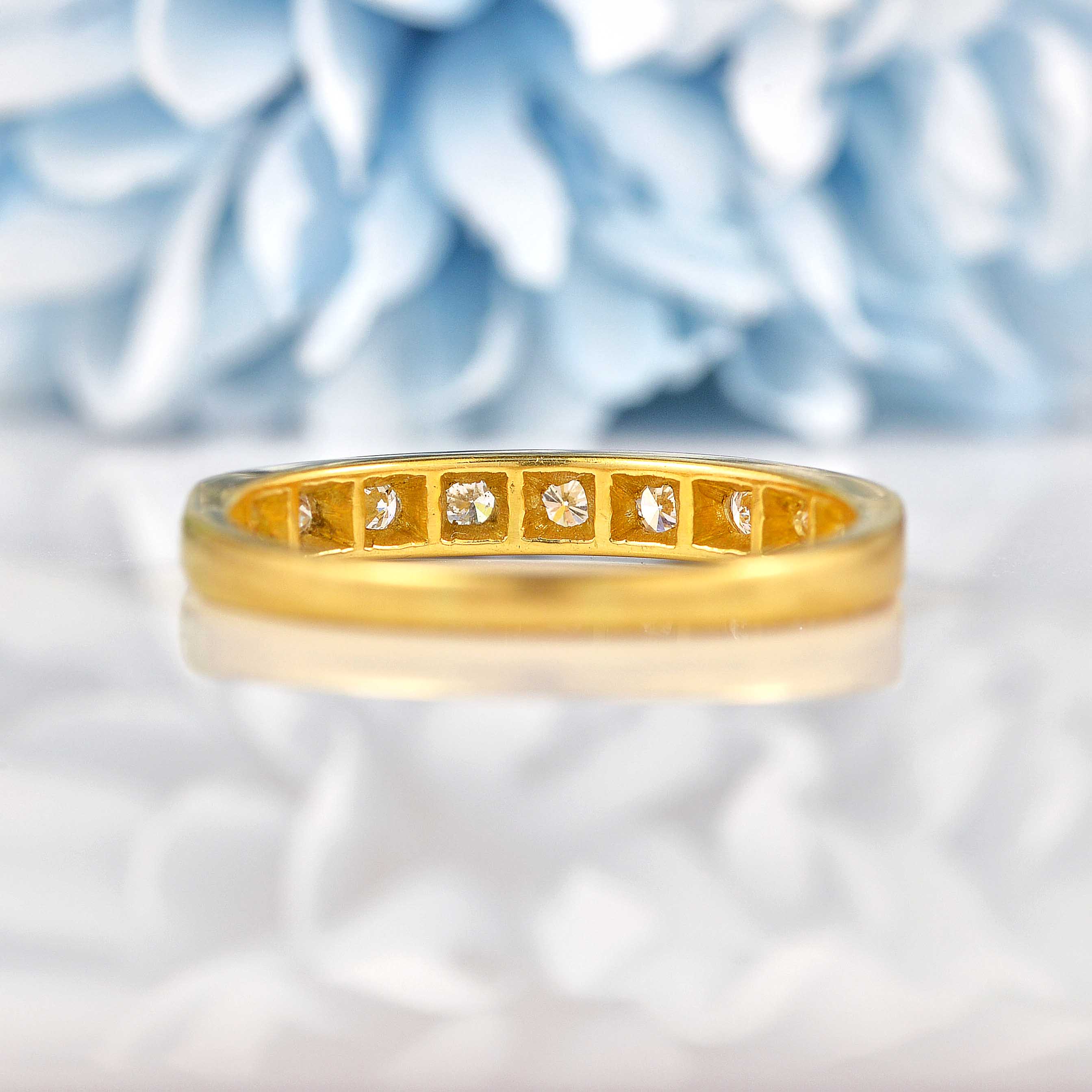 Ellibelle Jewellery Vintage Diamond 18ct Gold Nine-Stone Half Eternity Band Ring