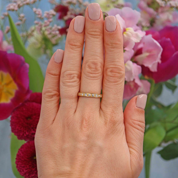 Ellibelle Jewellery Vintage Diamond 18ct Gold Nine-Stone Half Eternity Band Ring