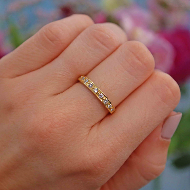 Ellibelle Jewellery Vintage Diamond 18ct Gold Nine-Stone Half Eternity Band Ring