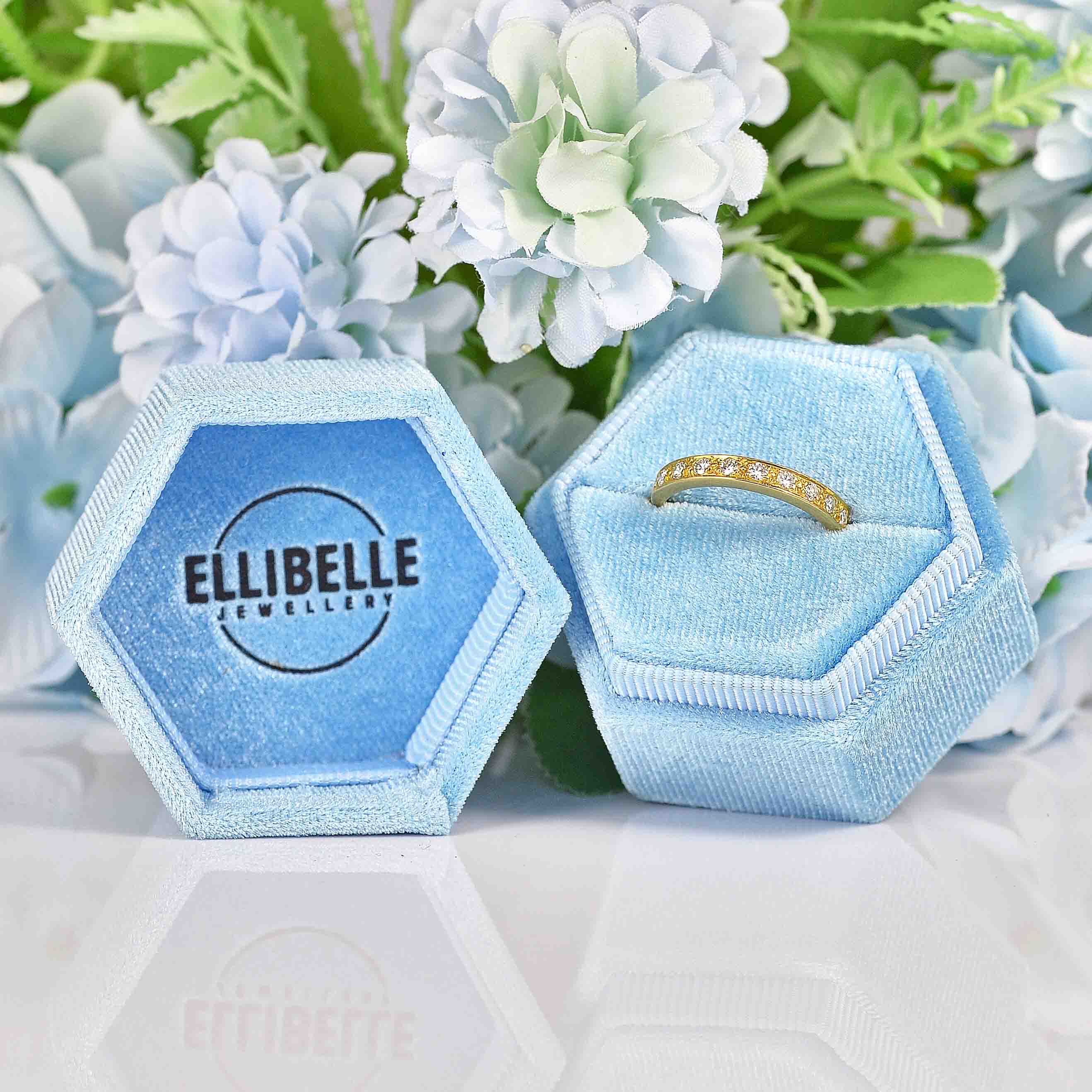 Ellibelle Jewellery Vintage Diamond 18ct Gold Nine-Stone Half Eternity Band Ring