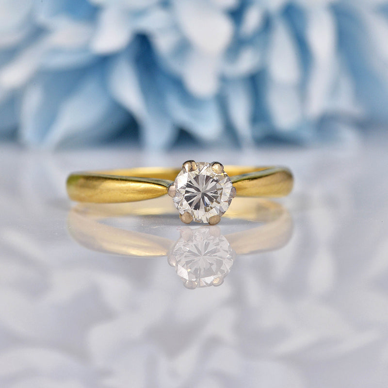 Ellibelle Jewellery Vintage Diamond 18ct Gold Solitaire Engagement Ring (0.50ct)