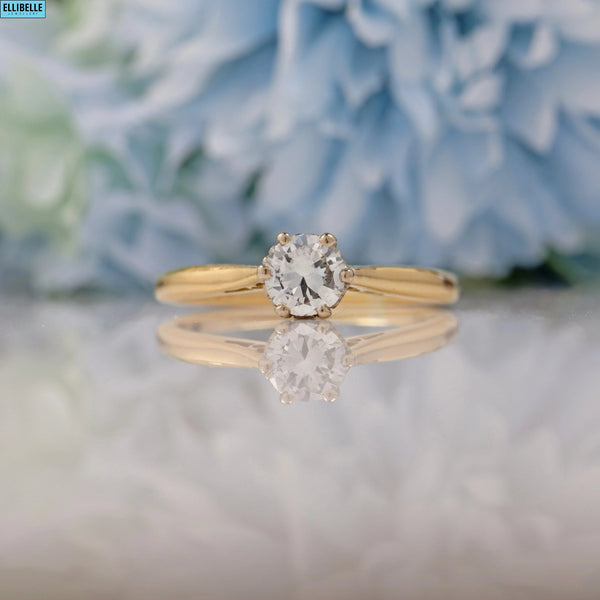 VINTAGE DIAMOND 18CT GOLD SOLITAIRE ENGAGEMENT RING