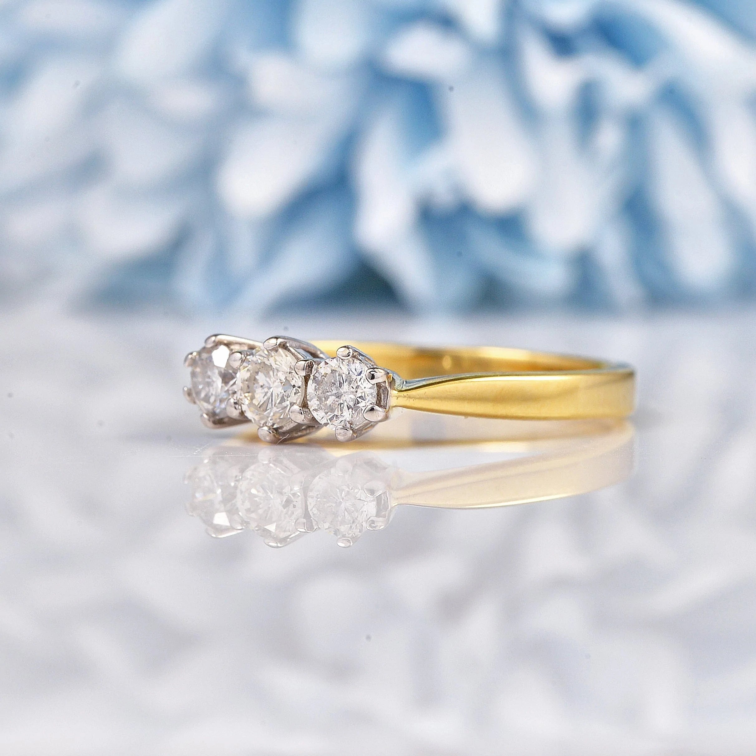 Ellibelle Jewellery Vintage Diamond 18ct Gold Three Stone Engagement Ring (0.50ct)