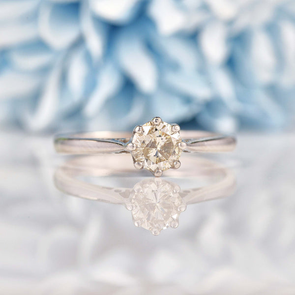 Ellibelle Jewellery Vintage Diamond 18ct White Gold Solitaire Engagement Ring (0.60ct)