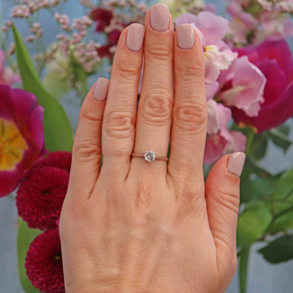 Ellibelle Jewellery Vintage Diamond 18ct White Gold Solitaire Engagement Ring (0.60ct)