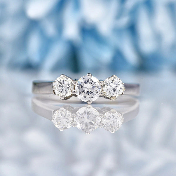 Ellibelle Jewellery Vintage Diamond 18ct White Gold Trilogy Engagement Ring (0.55ct)