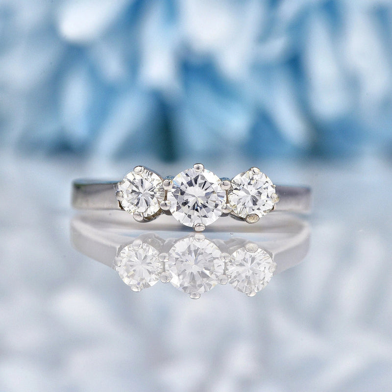 Ellibelle Jewellery Vintage Diamond 18ct White Gold Trilogy Engagement Ring (0.55ct)