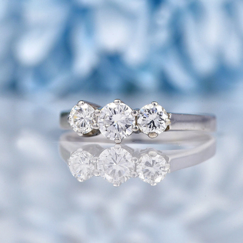 Ellibelle Jewellery Vintage Diamond 18ct White Gold Trilogy Engagement Ring (0.55ct)