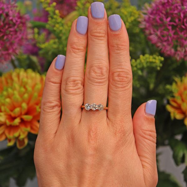 Ellibelle Jewellery Vintage Diamond 9ct Gold Three Stone Engagement Ring (1.20ct)