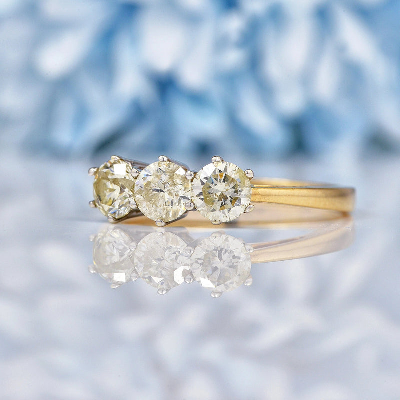Ellibelle Jewellery Vintage Diamond 9ct Gold Three Stone Engagement Ring (1.20ct)