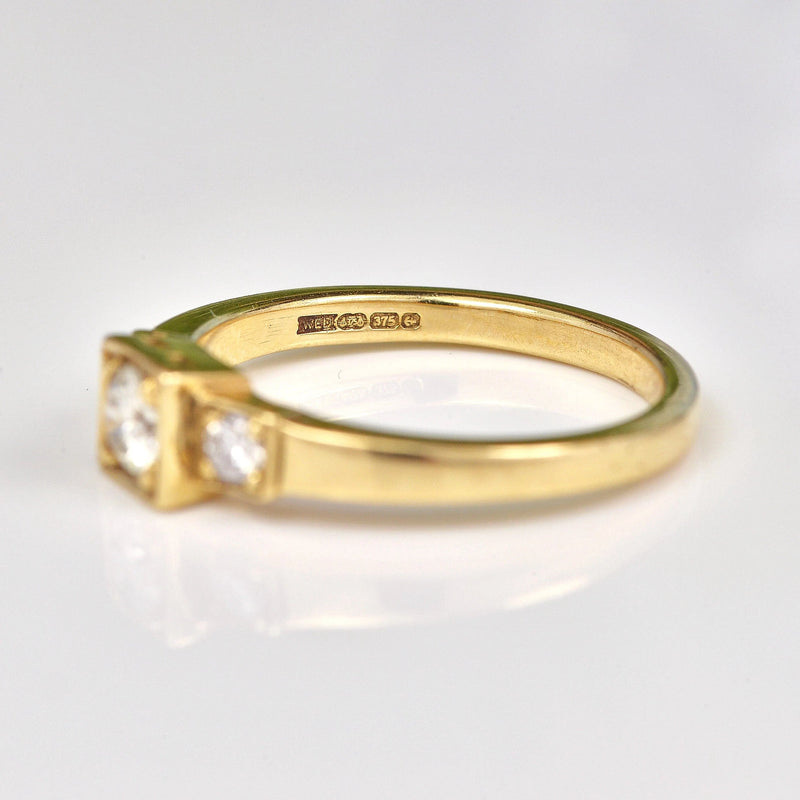 Ellibelle Jewellery VINTAGE DIAMOND 9CT GOLD TRILOGY RING