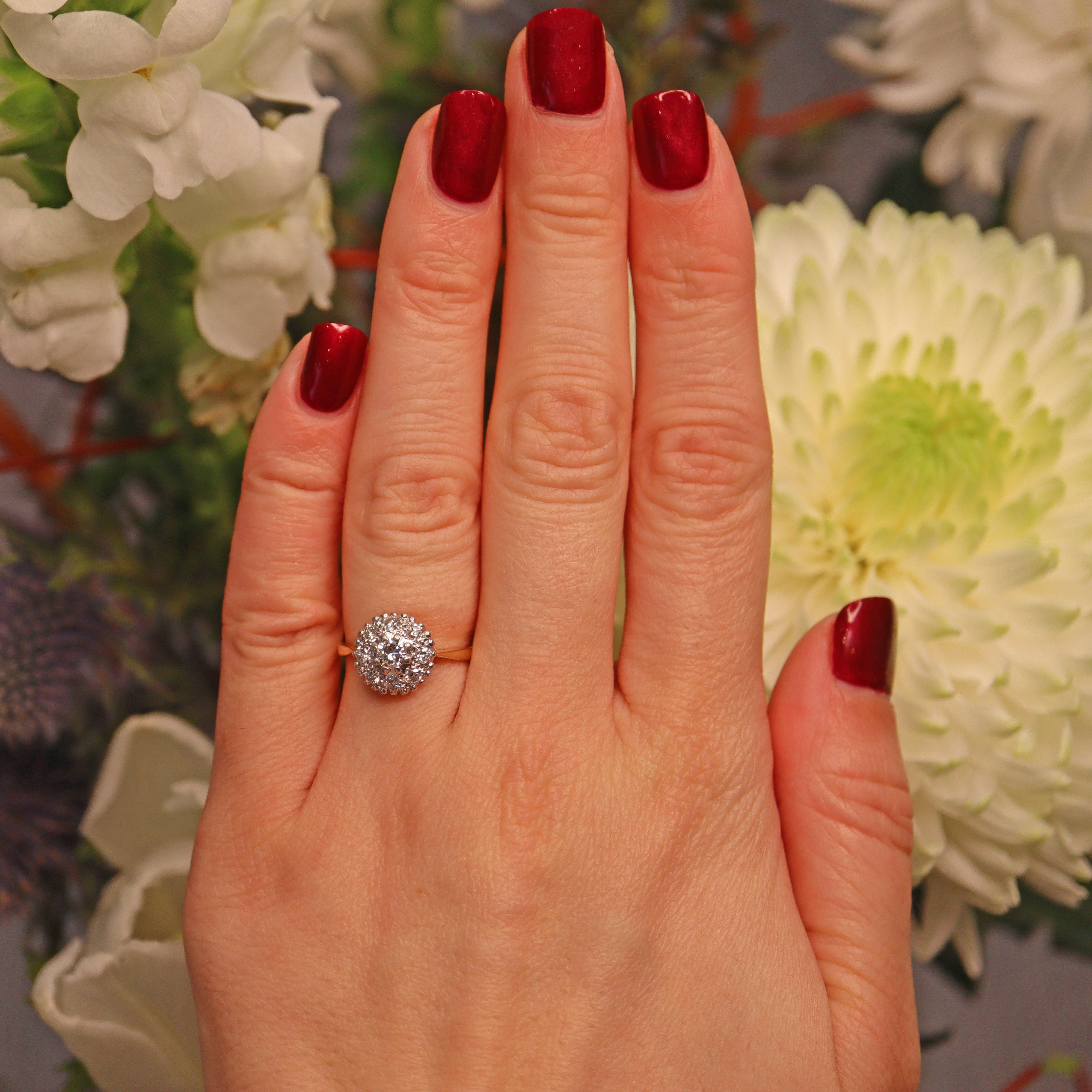 Ellibelle Jewellery VINTAGE DIAMOND CLUSTER 18CT GOLD RING