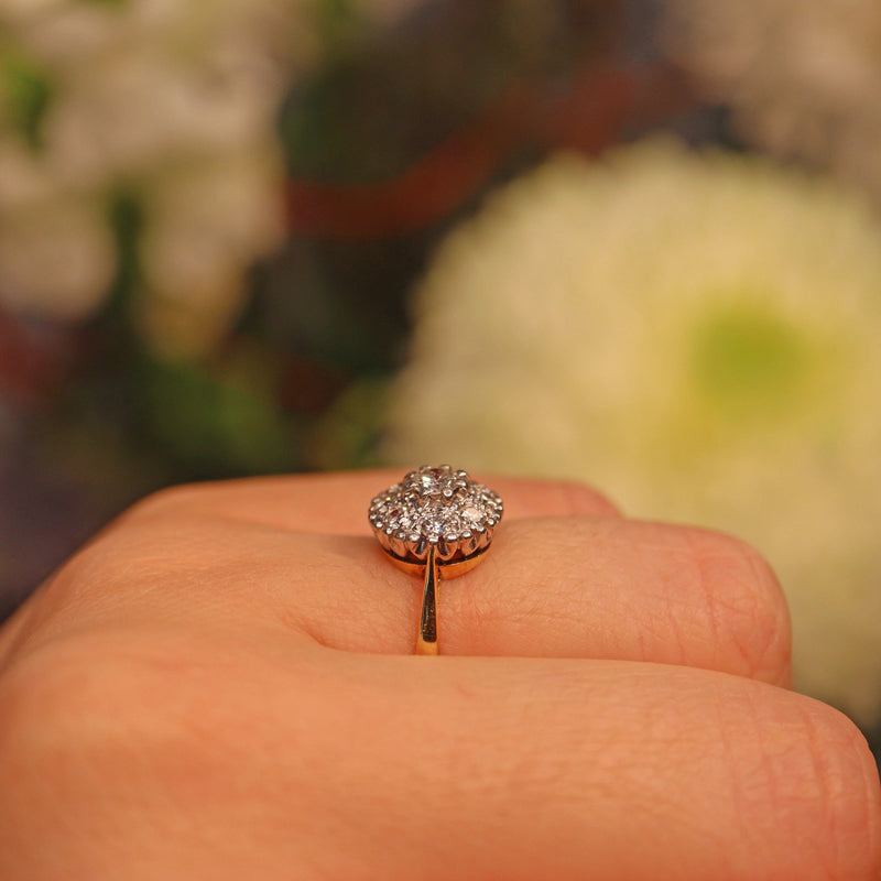 Ellibelle Jewellery VINTAGE DIAMOND CLUSTER 18CT GOLD RING