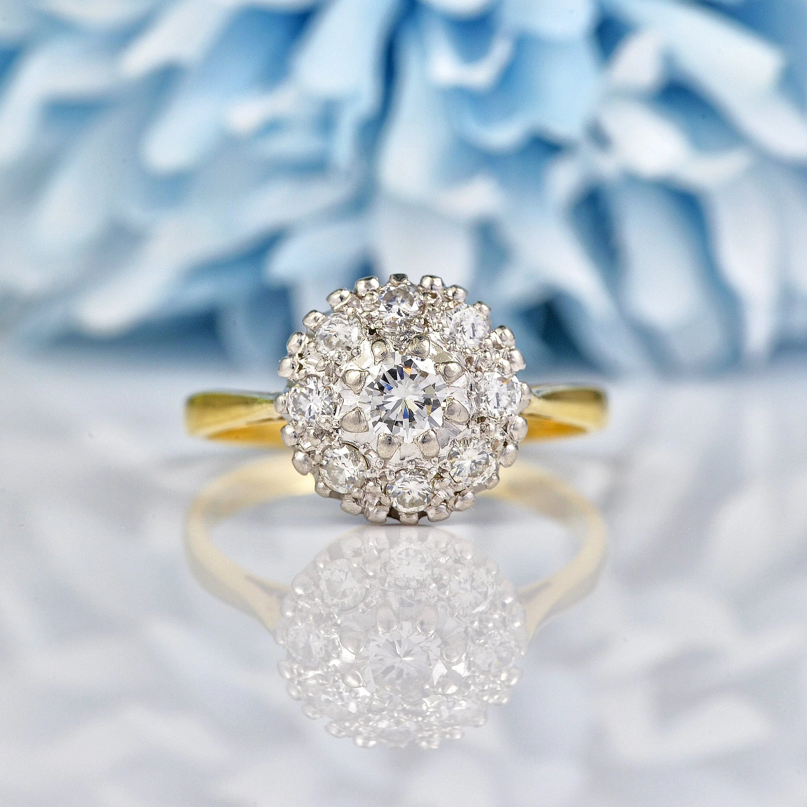 Ellibelle Jewellery VINTAGE DIAMOND CLUSTER 18CT GOLD RING