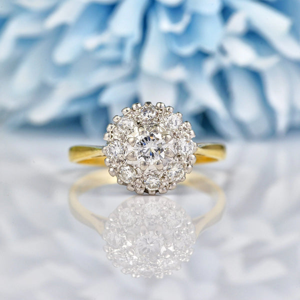 Ellibelle Jewellery VINTAGE DIAMOND CLUSTER 18CT GOLD RING