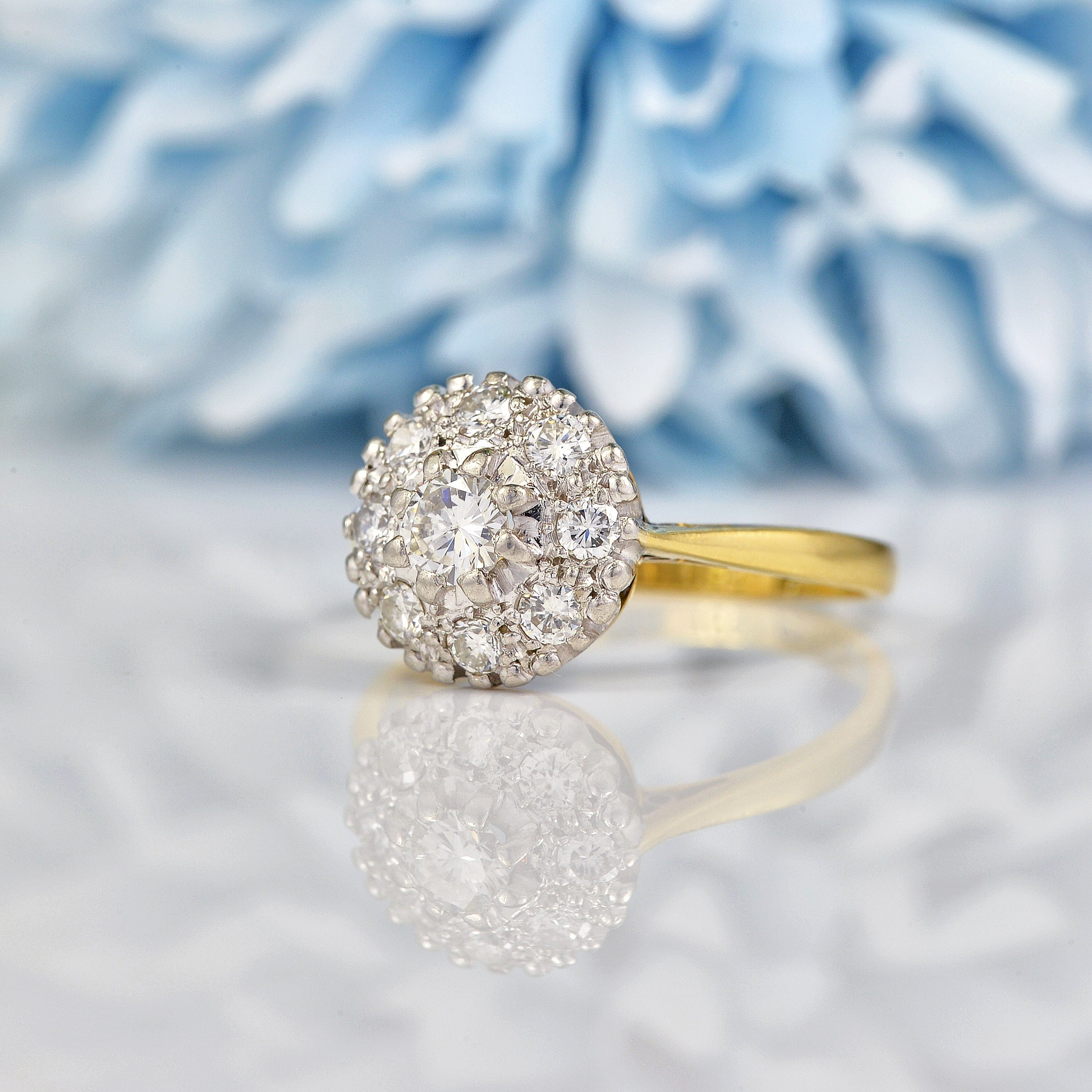 Ellibelle Jewellery VINTAGE DIAMOND CLUSTER 18CT GOLD RING