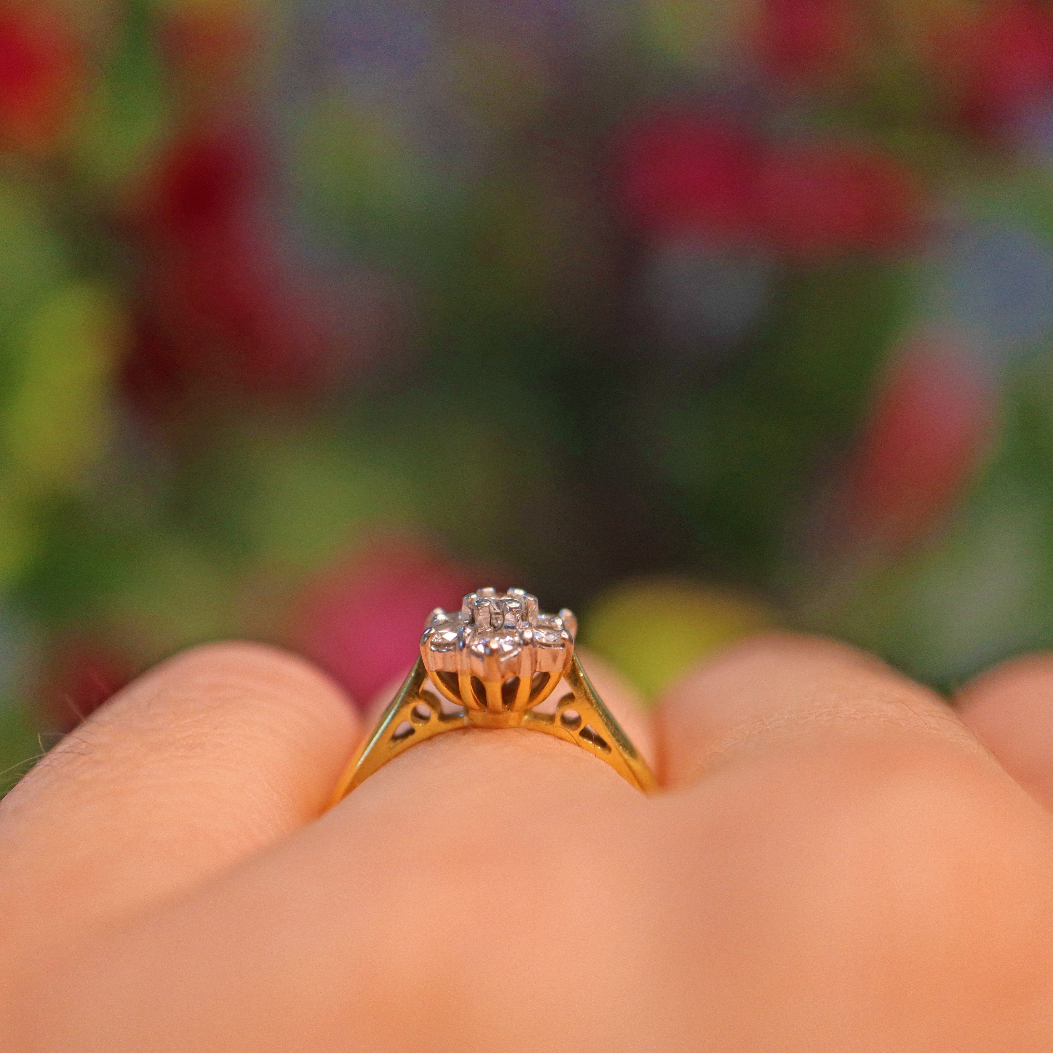 Ellibelle Jewellery VINTAGE DIAMOND DAISY CLUSTER RING