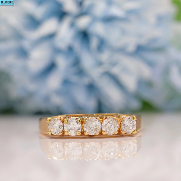 Vintage Diamond Five Stone 14ct Gold Ring