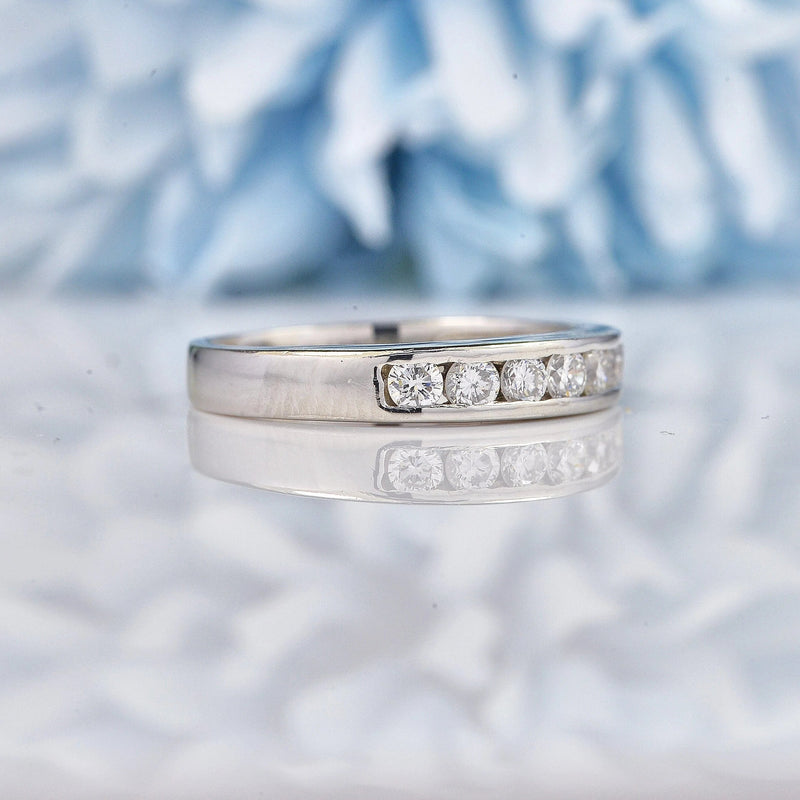 Ellibelle Jewellery Vintage Diamond & Platinum Half Eternity Wedding Band (0.33ct)