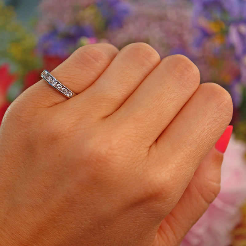 Ellibelle Jewellery Vintage Diamond & Platinum Half Eternity Wedding Band (0.33ct)