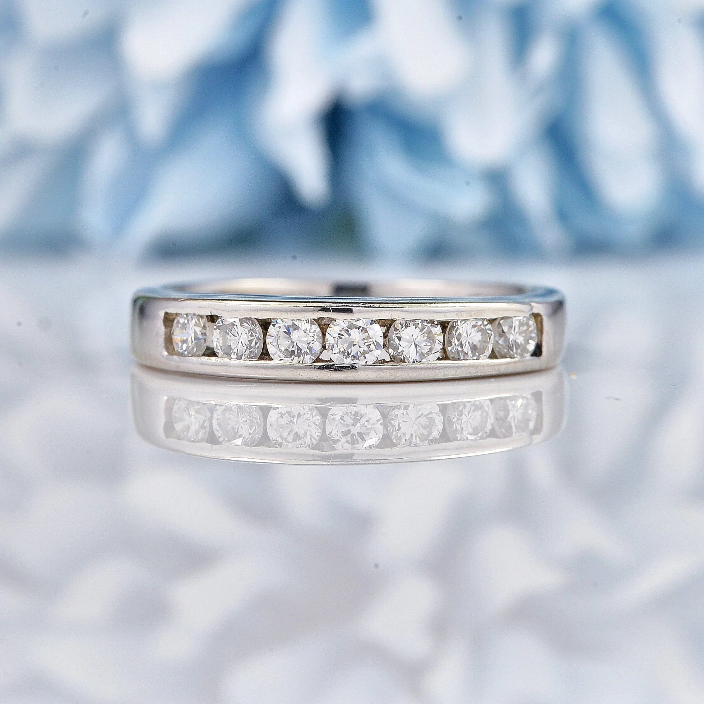 Ellibelle Jewellery Vintage Diamond & Platinum Half Eternity Wedding Band (0.33ct)