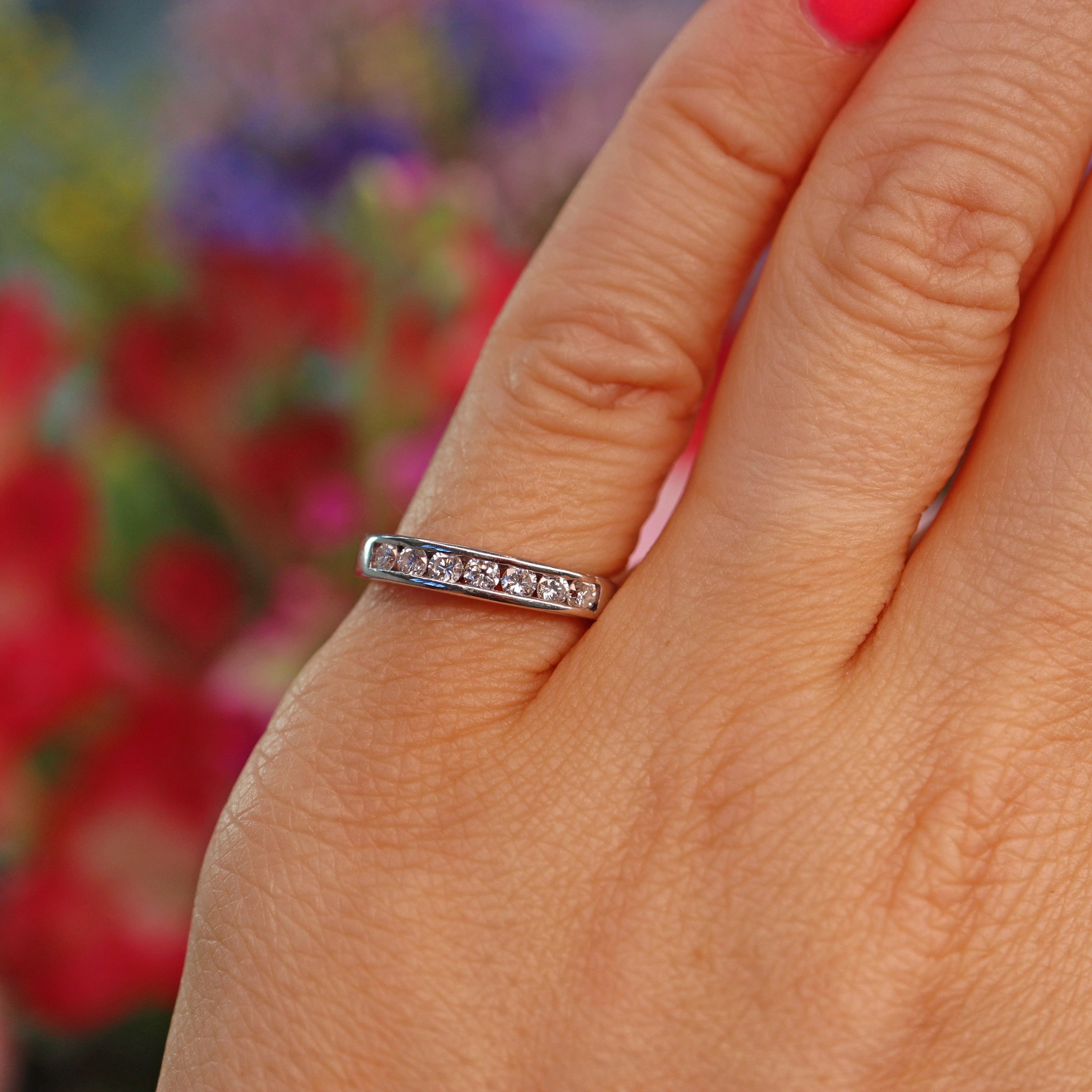 Ellibelle Jewellery Vintage Diamond & Platinum Half Eternity Wedding Band (0.33ct)
