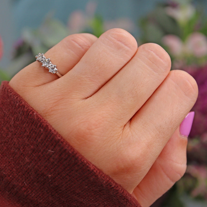 Ellibelle Jewellery Vintage Diamond Platinum Three Stone Engagement Ring (0.50ct)