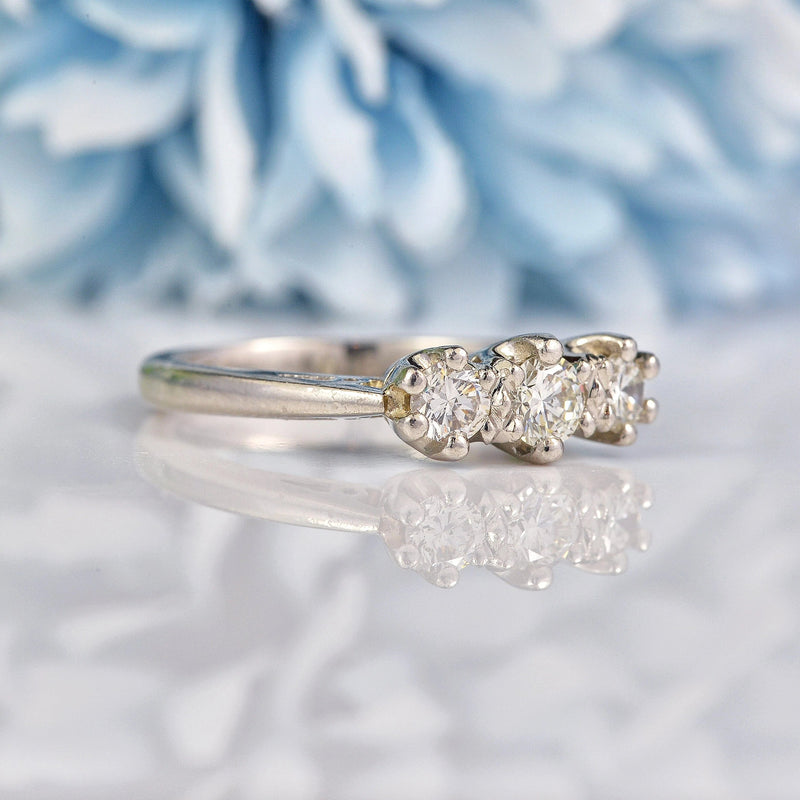 Ellibelle Jewellery Vintage Diamond Platinum Three Stone Engagement Ring (0.50ct)