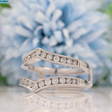 Vintage Diamond Set Double Wishbone  14k White Gold Ring