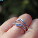 Vintage Diamond Set Double Wishbone  14k White Gold Ring