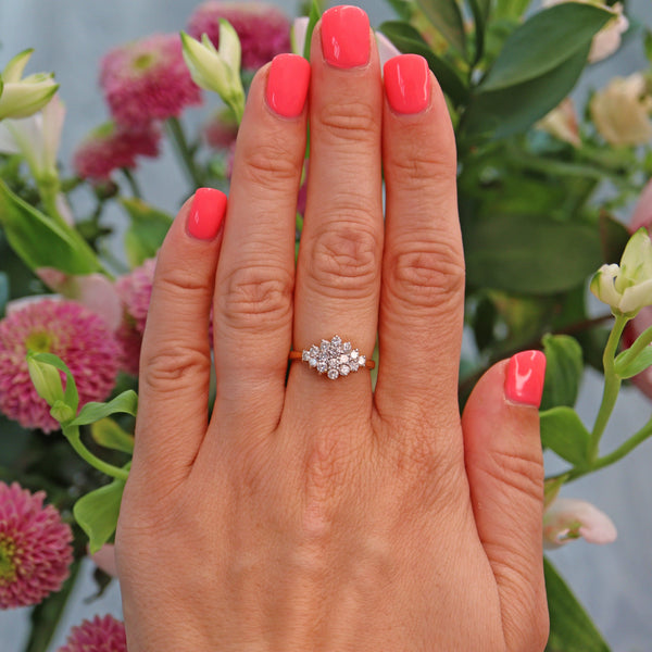 Ellibelle Jewellery Vintage Diamond Yellow Gold Cluster Ring