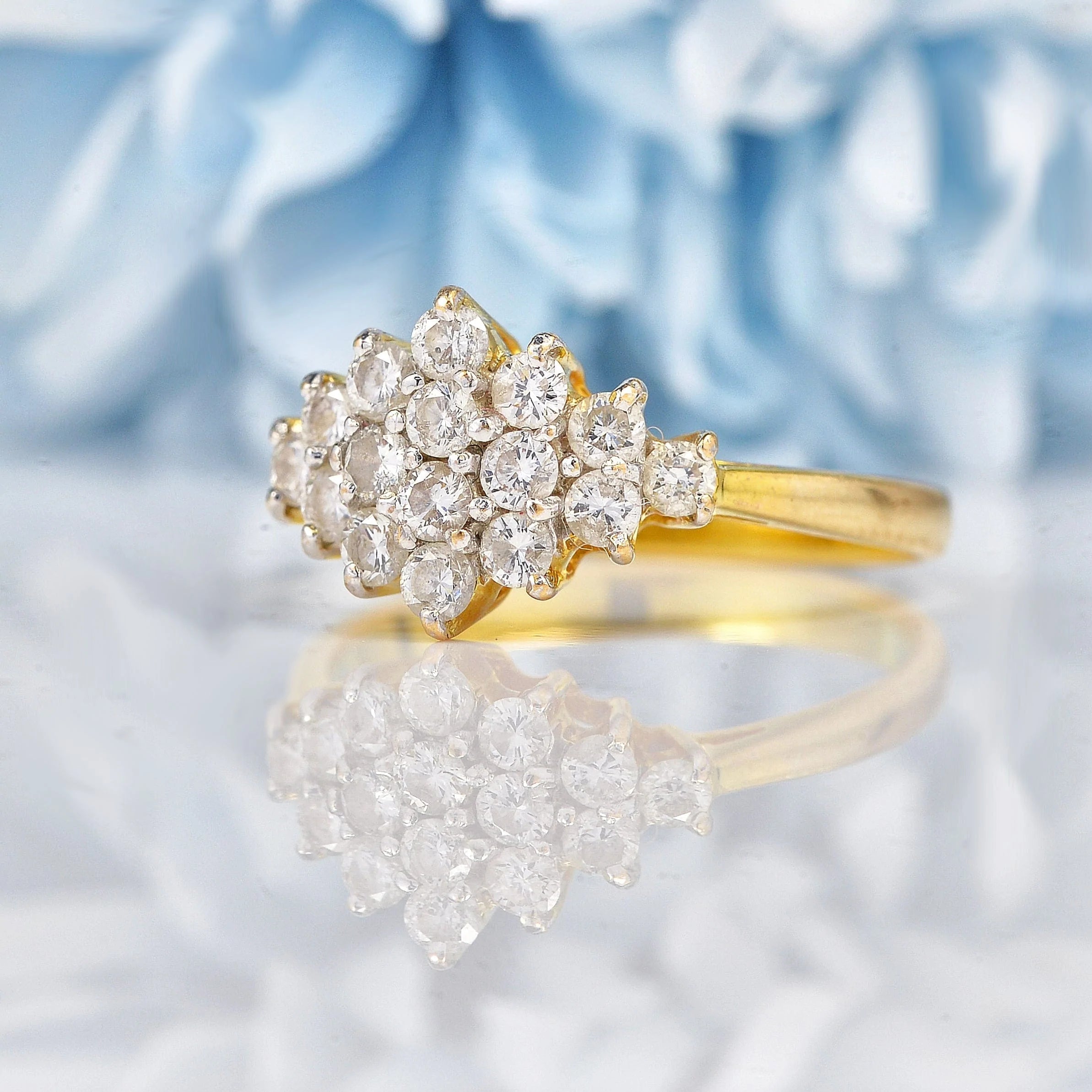 Ellibelle Jewellery Vintage Diamond Yellow Gold Cluster Ring