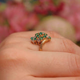 Ellibelle Jewellery Vintage Emerald & Diamond 14k Gold Cocktail Ring