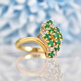 Ellibelle Jewellery Vintage Emerald & Diamond 14k Gold Cocktail Ring