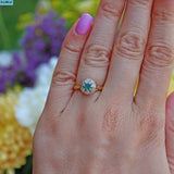 VINTAGE EMERALD & DIAMOND 18CT GOLD CLUSTER RING