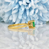 Ellibelle Jewellery VINTAGE EMERALD & DIAMOND 18CT GOLD RING