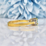 Ellibelle Jewellery Vintage Emerald & Diamond 18ct Gold Three Stone Trilogy Ring