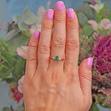 Ellibelle Jewellery Vintage Emerald & Diamond 18ct Gold Three Stone Trilogy Ring