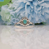 VINTAGE EMERALD & DIAMOND 18CT WHITE GOLD CLUSTER RING