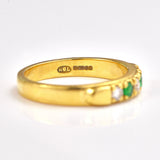 Ellibelle Jewellery Vintage Emerald & Diamond 18ct Yellow Gold Band Ring