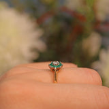 Ellibelle Jewellery VINTAGE EMERALD & DIAMOND CLUSTER RING