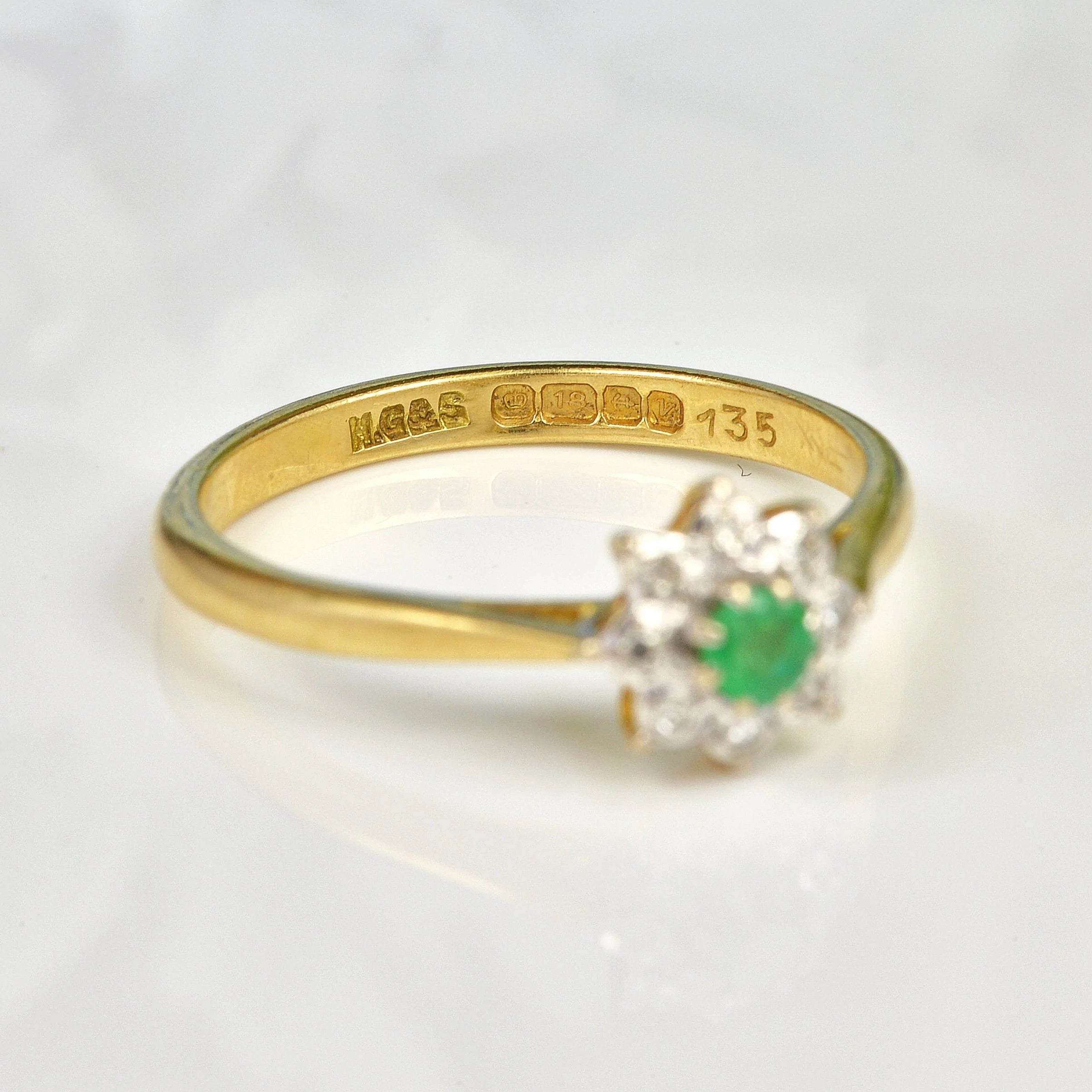 Ellibelle Jewellery VINTAGE EMERALD & DIAMOND CLUSTER RING