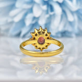 Ellibelle Jewellery Vintage Garnet & Diamond 18ct Gold Cluster Ring