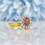 Ellibelle Jewellery Vintage Garnet & Diamond 18ct Gold Cluster Ring