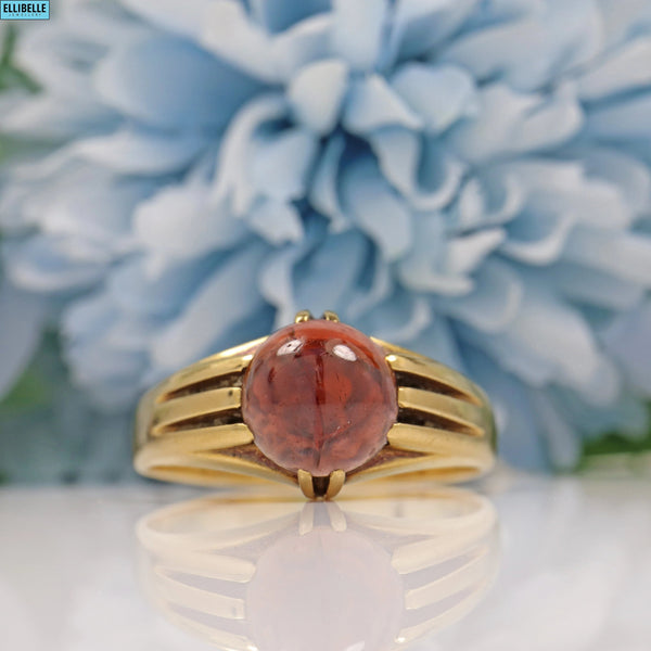 Vintage Gentlemans Garnet 18ct Gold Ring