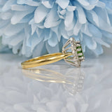 Vintage Green Tourmaline & Diamond 18ct Gold Cluster Ring
