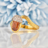 Ellibelle Jewellery Vintage Imperial Topaz & Diamond 18ct Gold Acorn Ring